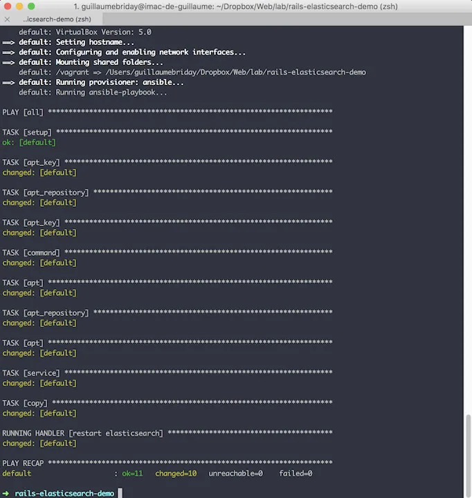 Result of the vagrant up command