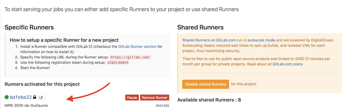 A specific runner on a project