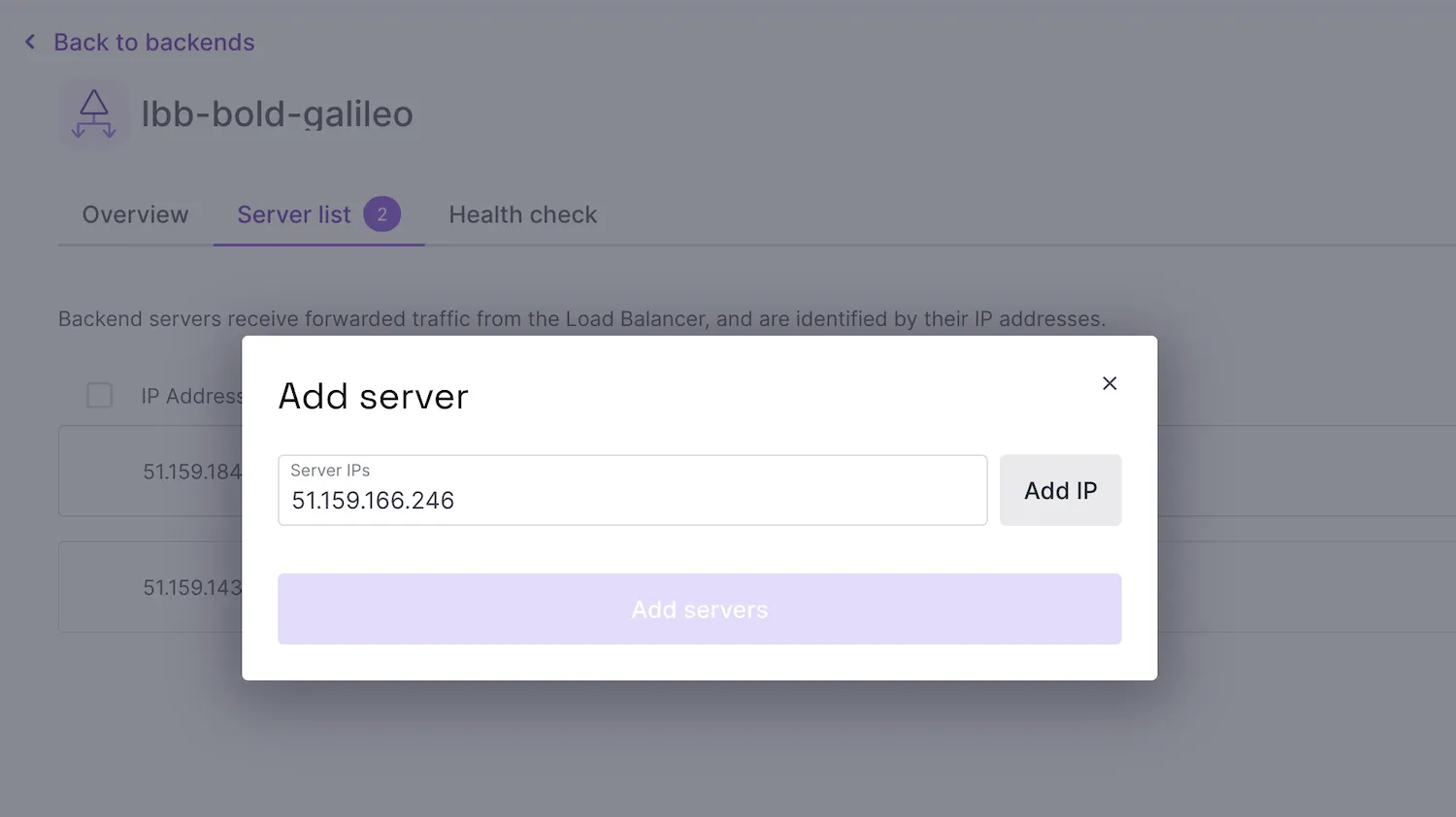 Add the new server to the Load Balancer