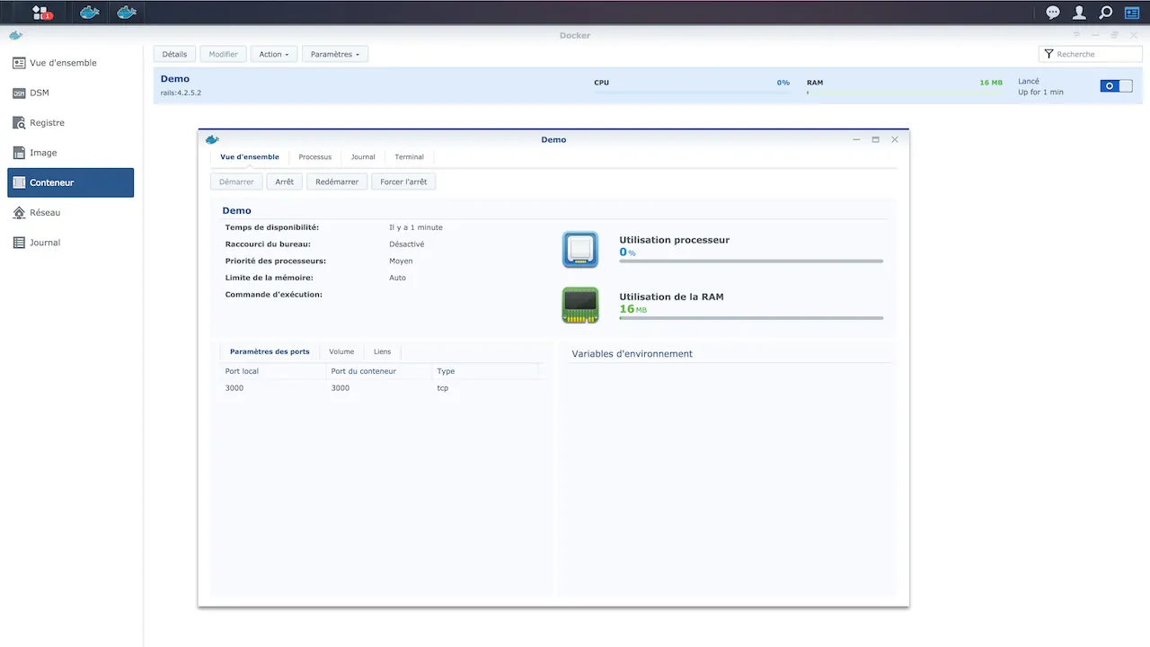 Vue d'ensemble configuration sur Docker
