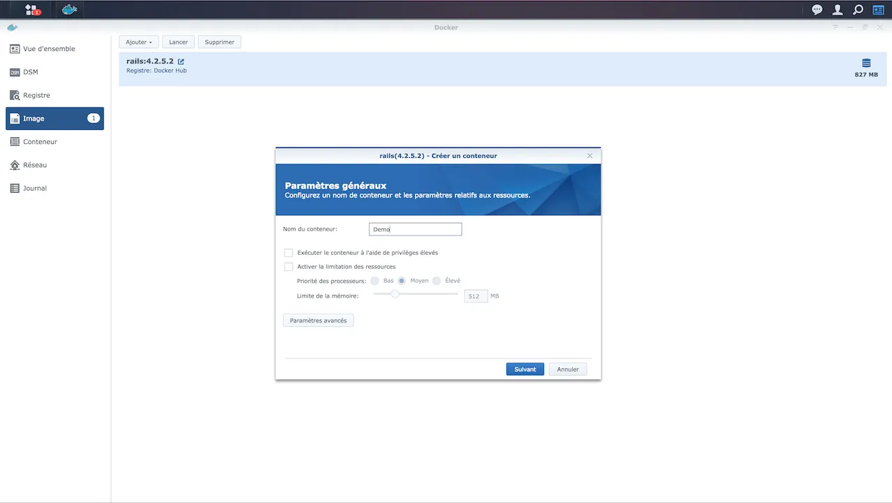 Rails sur le registre Docker