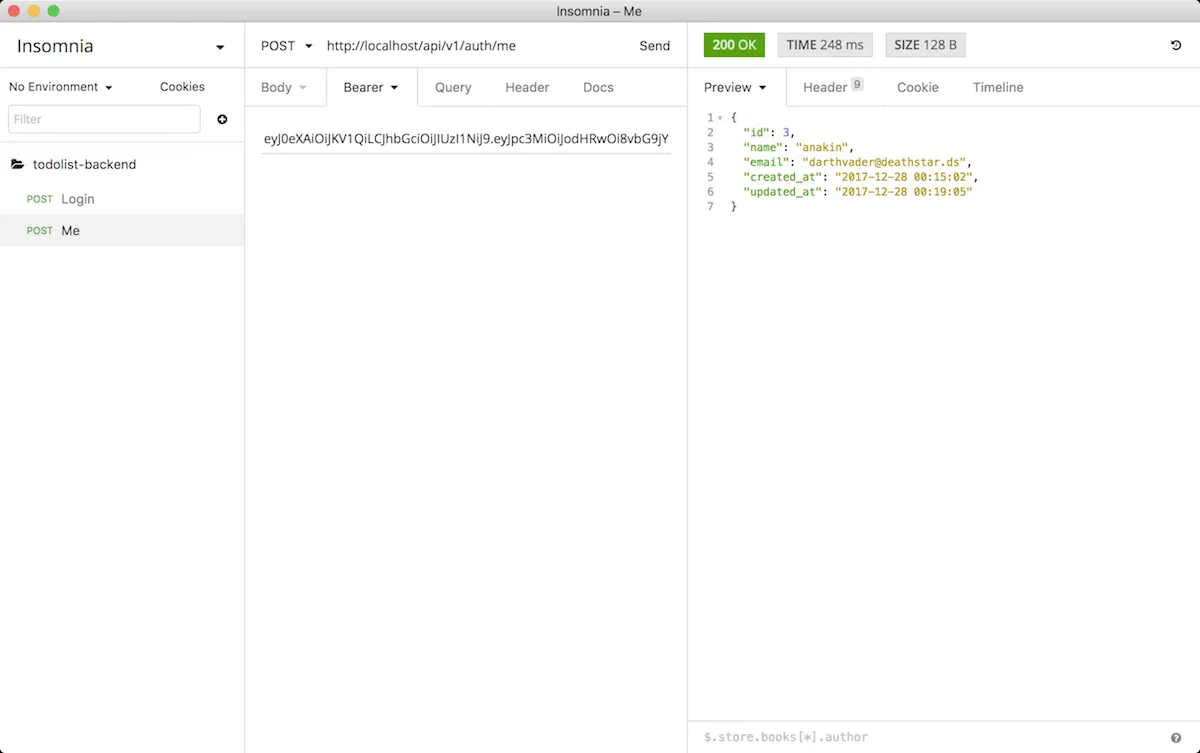 Authentication Test with JWTs