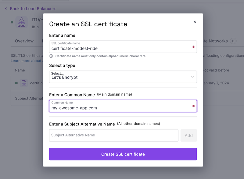 Create a SSL certificate