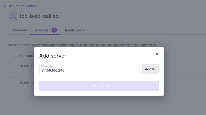 Add the new server to the Load Balancer
